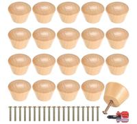 Heozhuyi 20 Pezzi Pomelli Rotondi in Legno per Mobili, Manopole per Guardaroba Armadi Cassetti, con Viti (38X26MM)