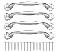 Heozhuyi 4 Pezzi Maniglie per Porte, Maniglie per Armadi argento, Maniglie per Ante Mobili, Maniglie Pomelli a Forma di Fiocco per Cassetti, Ante Armadio, con Viti - 129 mm