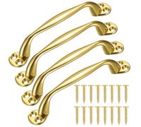 Heozhuyi 4 Pezzi Maniglie per Porte, Maniglie per Armadi oro, Maniglie per Ante Mobili, Maniglie Pomelli a Forma di Fiocco per Cassetti, Ante Armadio, con Viti - 129 mm
