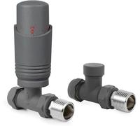 hep Online, valvola per portasciugamani diritta, 15 mm x 1/2", valvola manuale per radiatore a testa rotonda, connessione standard per riscaldamento centralizzato, bagno moderno (TRV dritto grigio
