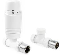 hep Online, valvola per portasciugamani diritta, 15 mm x 1/2", valvola manuale per radiatore a testa rotonda, connessione standard per riscaldamento centralizzato, bagno moderno (TRV bianco dritto)