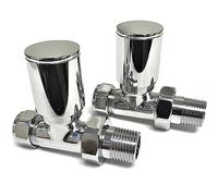 hep® - Valvola rotonda diritta manuale per radiatore + set di blocco, 15 mm, cromata (dritta)