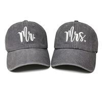 Hepandy Mr & Mrs Cappelli da Baseball per Uomini e Donne, Mr & Mrs, Set di 2 Pezzi, Grigio Sbiadito, Taglia Unica
