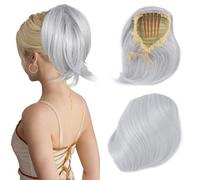 Hepburn - Extension per chignon, con coulisse, capelli sintetici corti da donna, 15,2 cm, capelli sintetici, con clip, biondo sabbia misto biondo ossigenato