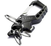 Hephis, Portachiavi resistente con apribottiglie, moschettone, portachiavi per auto per uomini e donne, nero e oro