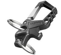 Hephis, Portachiavi resistente con apribottiglie, moschettone, portachiavi per auto per uomini e donne, nero e oro