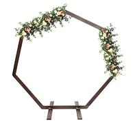Heptagon - Arco per matrimonio, in legno, capacità di carico 5 kg, 2,24 x 2,19 m, per baby shower, festa di compleanno, marrone