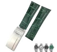 HEPUP Cinturino in vera pelle da 20 mm per Rolex Yatch Master Submariner Daytona cinturino nero verde alligatore, 20mm, agata