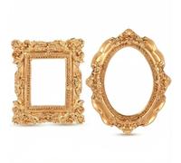 Heqxwl 2 mini cornici vintage - cornice barocca in resina effetto bronzo retrò ovale e quadrata, cornice decorativa per orecchini, collane, foto o decorazione da tavolo, senza vetro e retrowa