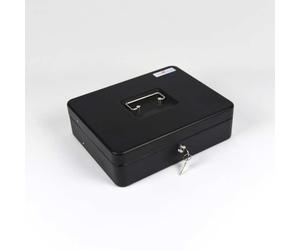 HER-3024 Valigetta nera portadenaro in acciaio con chiave adatto per sagre, eventi e fiere 30x24cm