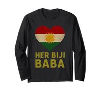 Her Biji Baba Curdo papà Bandiera Curda Cuore Padre Maglia a Manica