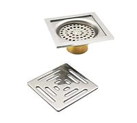 Her Kindness Scarico per doccia quadrato sifone per pavimento antiodore, in acciaio inox scarico del pavimento con filtro per bagno, giardino, 100 mm x 100 mm