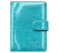 Herain Porta passaporto e custodia, da viaggio in famiglia, con porta passaporto e carta vaccinale, Chiusura magnetica D-e-Turchese, Chiusura magnetica