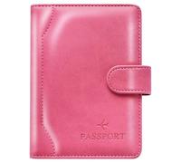 Herain Porta passaporto e custodia, da viaggio in famiglia, con porta passaporto e carta vaccinale, Chiusura magnetica D-rosso rosa, Chiusura magnetica