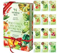 HERBAL AGE Kit Semi Ortaggi, 12 Varietà di Semi Orto, 5100 Semi da Piantare, Pomodori, Carote, Cetrioli, Zucchine, Giardinaggio Regalo
