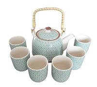 Herbal Teapot Set con Infusore, Teiera Ceramica con Filtro, Green Mosaic