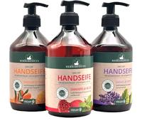 Herbamedicus - 3 saponi a mano, lavanda, melograno, olivello spinoso/arancione, 3 x 500 ml