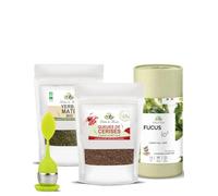 Herbes de Monde - Trio Cure Dimagranti con Infusore - Infuso soppressore dell'appetito - Gambi di ciliegia Yerba Mate BIOLOGICO e Fucus BIOLOGICO - 3 bustine e 1 infusore