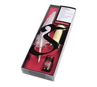 Herbin 28220T - Kit Scrittura Medioevo include una piuma d'oca bianca, un foglio di pergamena, un flacone di inchiostro rosso e istruzioni d'uso
