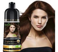 Herbishh Hair Color Shampoo for Gray Hair - Natural Hair Dye Shampoo-Colors Hair in Minutes - Long-lasting color- 500 Ml - 3-In-1 Hair Color - Ammonia-Free | Herbishh (Light Brown)
