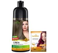 Herbishh Hair Color Shampoo per capelli grigi - Colora i capelli in pochi minuti - Colore a lunga durata - 500 ml - Colore per capelli 3 in 1 - Senza ammoniaca (lino)
