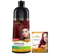 Herbishh Hair Color Shampoo per capelli grigi - Colora i capelli in pochi minuti - Colore a lunga durata - 500 ml - Colore per capelli 3 in 1 - Senza ammoniaca (rosso uva)