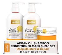 Herbishh Set di shampoo e balsamo per capelli marocchini con maschera per capelli, idratante e profondo, per capelli secchi, danneggiati, crespi, resistenti ai colori e ai raggi UV