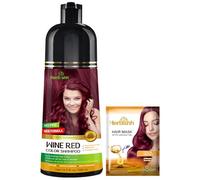 Herbishh Shampoo per capelli grigi, rosso vino, 500 ml, senza ammoniaca, 3 in 1, colora i capelli in pochi minuti, colore a lunga durata