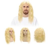 Herbst Parrucca da uomo bionda, parrucca da uomo, parrucca lunga da uomo, parrucca da uomo, Wave 70 anni '80, discoteca, hippie rockstar, cosplay, Halloween, carnevale