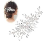Herbst Pettine per capelli da sposa, per matrimonio, con fiore di cristallo, in argento, realizzato a mano, per donne e ragazze (B)