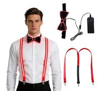Herbst Set da 2 pezzi di bretelle e papillon luminosi a LED da uomo, tre modalità di lampeggiamento, adatti per festival musicali, matrimoni, Halloween e Carnevale
