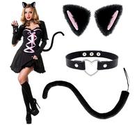 Herbst Set di 3 pezzi di gatto cosplay costume nero per bambini orecchie di gatto cerchietto collo coda costume gatto festa Halloween carnevale animale costume cosplay gatto