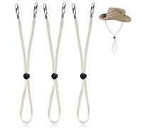 HERCHR 3 Pezzi Cinghia regolabile e rimovibile per cappelli con clip, Cappellino antivento con cordino antirubamento per il viaggio(Giallo)