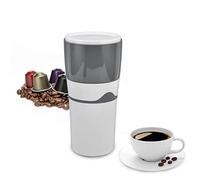 HERCHR 450ML Macchina per caffè americano, Macchina per latte compatta portatile Macchina per caffè americano viaggio Macchina per cappuccino campeggio calda e fredda per capsule (Grigio Bianco)