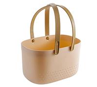 HERCHR Cestino per Doccia Portatile, Cestino per Doccia con Fori di Ventilazione, Cesto Caddy Doccia Portatile con Confortevole Doppio Maniglie, Grande capacità Facile da Asciugare Cestello(Rosa)