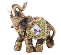 HERCHR Decorazione di Elefante in Resina verde, Ricchezza Statua di Elefante con la Proboscide Alzata, statua portafortuna, 10×4.5×10cm