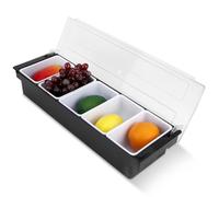 HERCHR Dispenser di cibo e condimenti con coperchio, vassoio per dispenser in plastica per contorni per servire taco/gelato/frutta/insalata(5 Compartment)