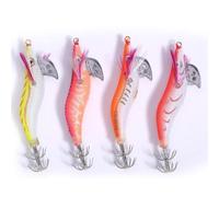 HERCHR Esca per Gamberetti, 4 Esche Luminose in Plastica per Gamberetti con Esca da Pesca Jig Esca i Calamari Esche da Pesca Regali di Pesca per Acqua Dolce o Salata