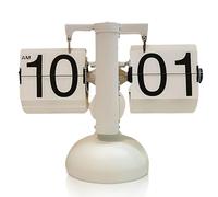 HERCHR Flip Clock, Display a Numeri Grandi, Orologio digitale retrò flip down, Meccanica Classica, alimentato a batteria per l'arredamento dell'ufficio a casa (Bianco)