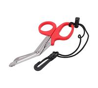 HERCHR Forbici per Immersione, Cesoie per Immersione in Acciaio Inossidabile per la Sicurezza della Mano Sinistra e Destra con Cordino e Fibbia per Tagliare I Detriti Subacquei (Rossa)