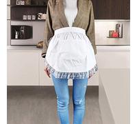 HERCHR Grembiule Da Donna in Pizzo, Grembiule Cucina Donna Bianco Con Tasche, Cotone per Cameriera Costume Di Cottura Cucina Ristorante