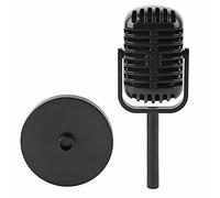 HERCHR Microphone proposito classico, modello di oggetti di scena del microfono retrò a 2 pacchetti con decorazioni da tavolo da gioco stand per il gioco di ruolo (Nero)