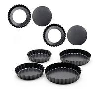 HERCHR Mini pentole quiche stampo, 6 pacchi da 3 pollici di asciugatura di uova rotonda con fondo rimovibile in acciaio carbone non adere