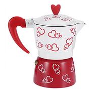 HERCHR Moka in Alluminio a Cuore Rosso, Caffettiera da Piano Cottura con Manico Ergonomico Antiscivolo Caffettiera Italiana Caffettiera Cubana Per La Casa(l)