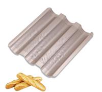 HERCHR Panna di pane francese, 26.8x24x2.6cm/10.6x9.4x1.0in Baguettes tesi telaio 3 slot non stick strumenti di cottura a pagno
