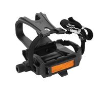 HERCHR Pedali per Bici, 1 Paio Pedali Ibridi con Fermapiedi e Cinturini Pedali per Biciclette per Cyclette Pedali Multiuso Spin Bike e Biciclette da Esterno