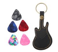 HERCHR Picks in pelle Case Case da 2 pcs Picchia di chitarra con keyring, plectrum da 10 pezzi, porta a piante per manica a tasto per plettro per elettricguitar acustico (nero)