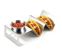 HERCHR Porta Tacos Messicani supporto per taco in acciaio inox con posacenere per salsa