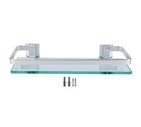 HERCHR Scaffale di vetro per bagno, doccia rettangolare caddy, supporto per shampoo galleggiante a parete per gabinetto, cucina, soggiorno