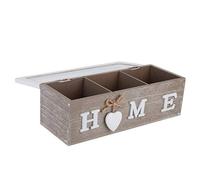 HERCHR Scatola da Tè in Legno con Coperchio, 3 Scomparti Scatola Porta Bustine di Tè con Coperchio Trasparente, Porta Bustine Zucchero Organizer per lettere, foto, anelli, orologi